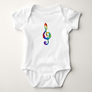 Rainbow musical key treble clef baby bodysuit