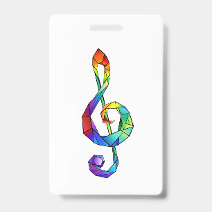 Rainbow Musical Key treble clef Badge