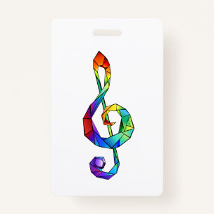 Rainbow Musical Key treble clef Badge