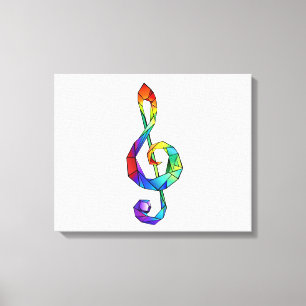 Rainbow musical key treble clef canvas print