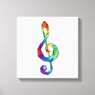 Rainbow musical key treble clef canvas print