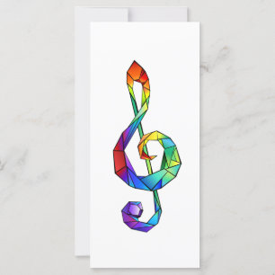 Rainbow musical key treble clef card