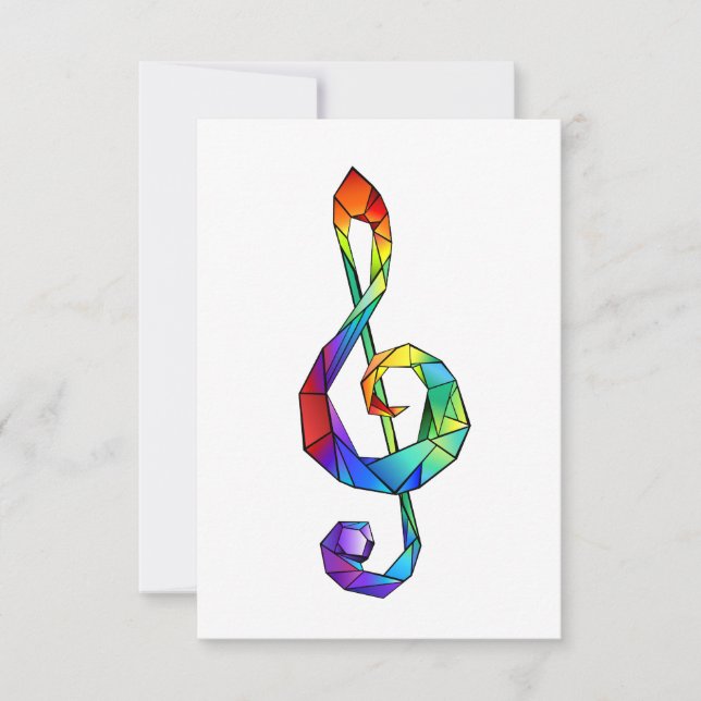 Rainbow musical key treble clef card (Front)