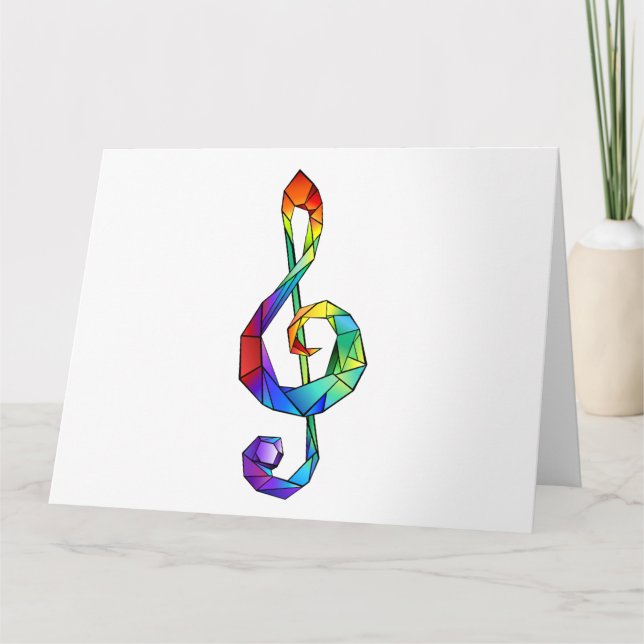 Rainbow musical key treble clef card (Front)