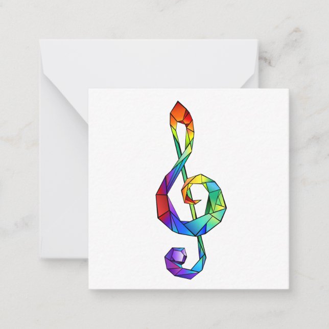 Rainbow musical key treble clef card (Front)