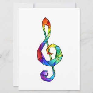 Rainbow musical key treble clef card