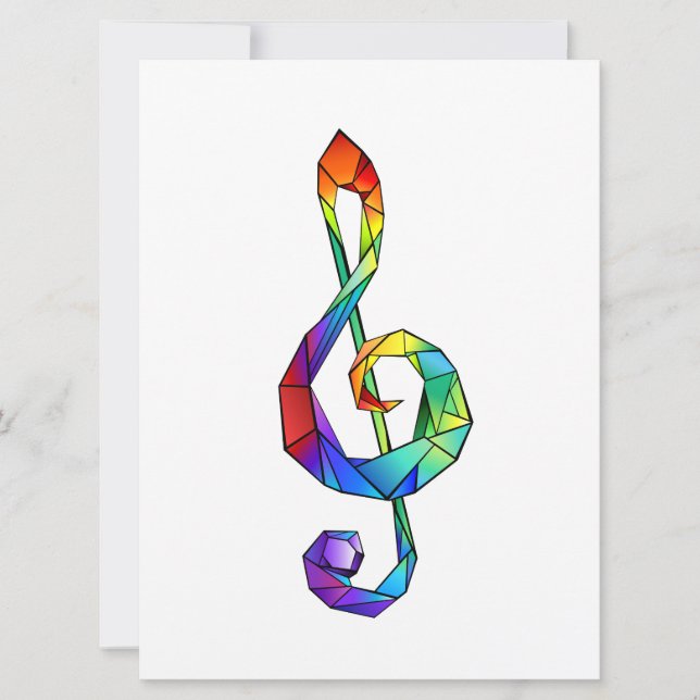 Rainbow musical key treble clef card (Front)