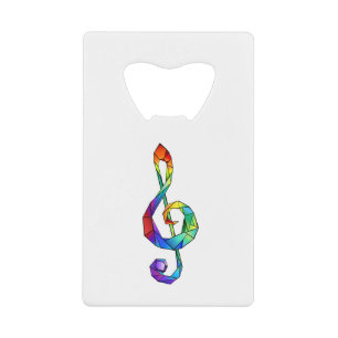 Rainbow musical key treble clef credit card bottle opener