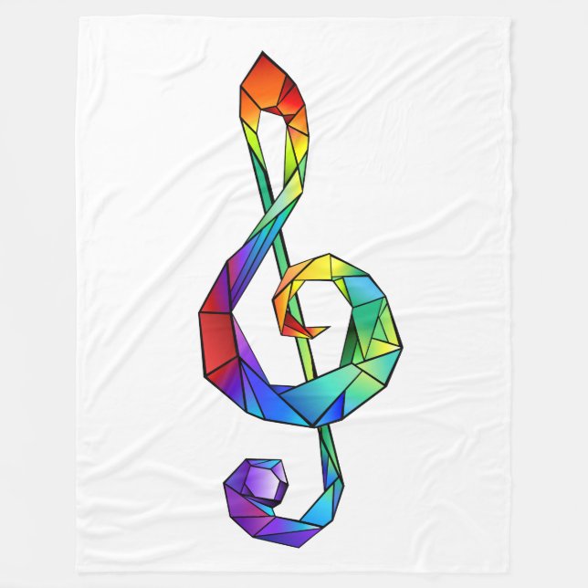 Rainbow musical key treble clef fleece blanket (Front)