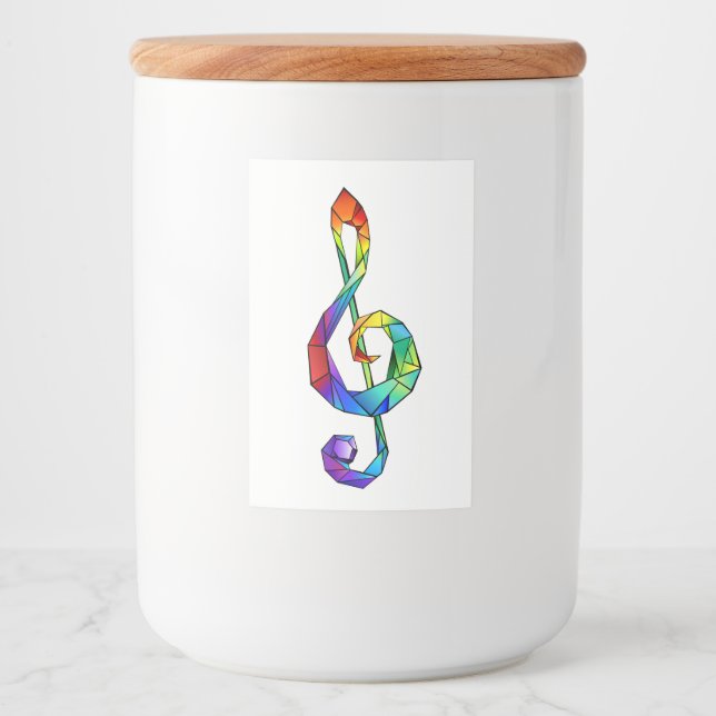 Rainbow musical key treble clef food label (Front)