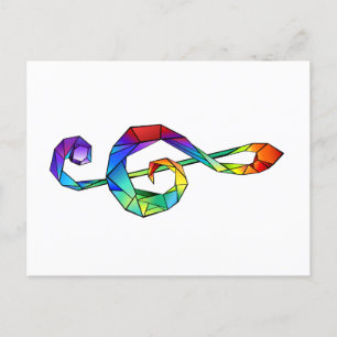Rainbow Musical Key treble clef Holiday Postcard