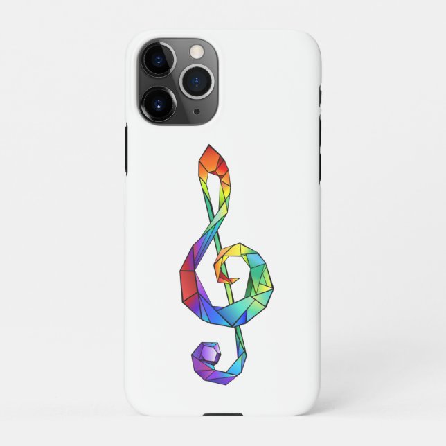 Rainbow musical key treble clef iPhone case (Back)