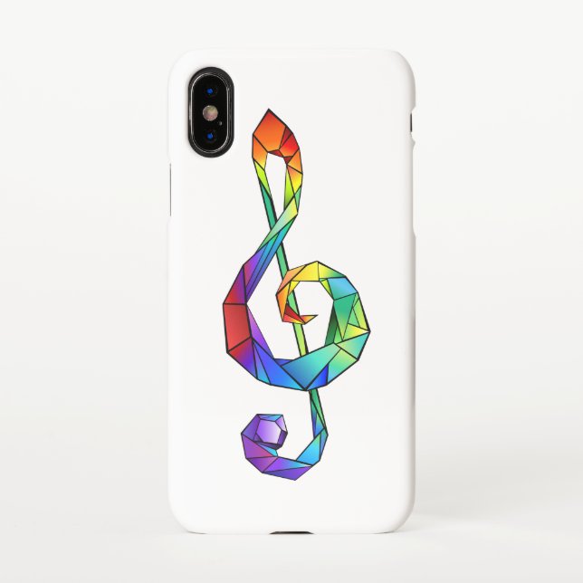 Rainbow musical key treble clef iPhone case (Back)