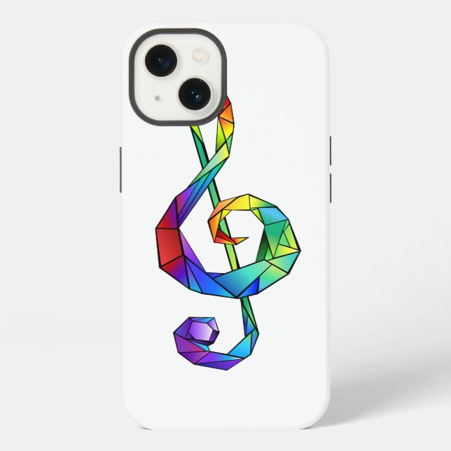 Rainbow musical key treble clef iPhone case (Back)