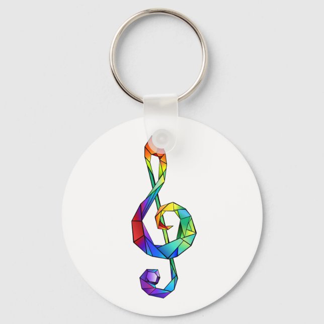 Rainbow Musical Key treble clef Keychain (Front)