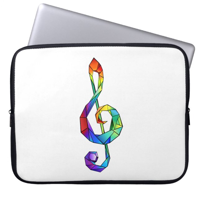 Rainbow musical key treble clef laptop sleeve (Front)