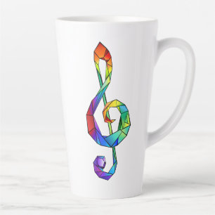 Rainbow musical key treble clef latte mug