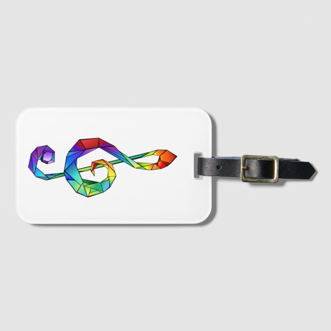 Rainbow musical key treble clef luggage tag (Front Horizontal)