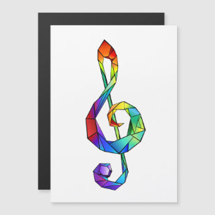 Rainbow musical key treble clef magnetic invitation