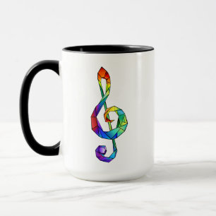 Rainbow musical key treble clef mug