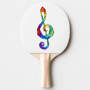 Rainbow musical key treble clef ping pong paddle