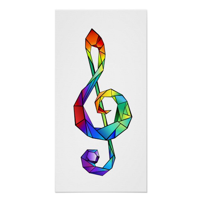 Rainbow musical key treble clef poster (Front)