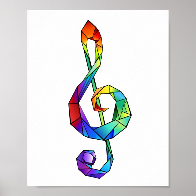 Rainbow Musical Key treble clef Poster (Front)