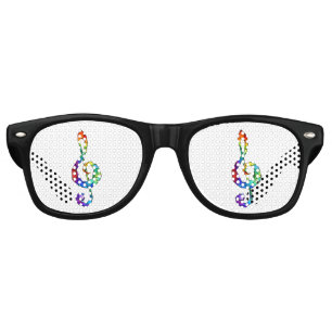 Rainbow musical key treble clef retro sunglasses