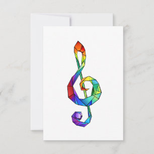 Rainbow musical key treble clef save the date
