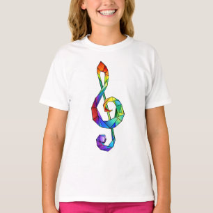 Rainbow musical key treble clef T-Shirt