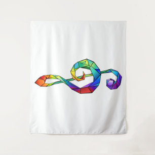Rainbow musical key treble clef tapestry