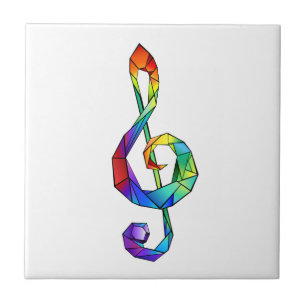 Rainbow musical key treble clef tile