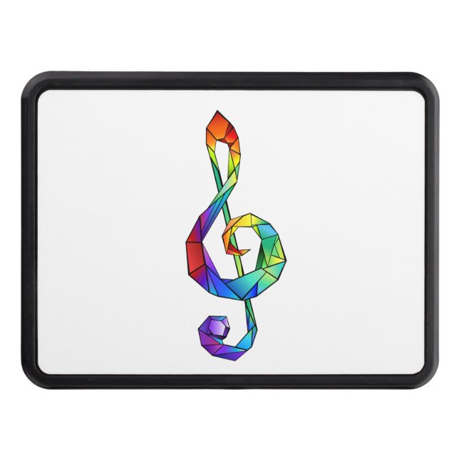 Rainbow musical key treble clef trailer hitch cover (Front)