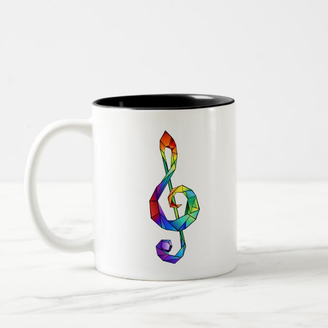 Rainbow Musical Key Two-Tone Coffee Mug (Left)