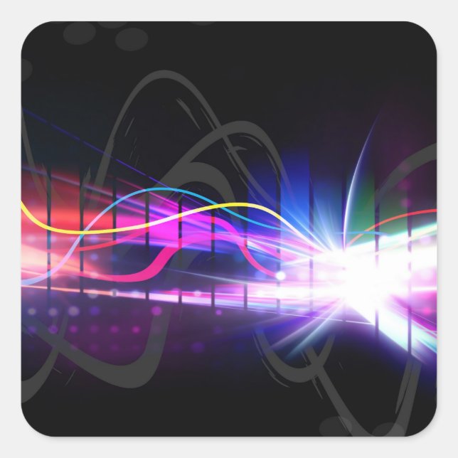 Rainbow Musical Wave Form Square Sticker (Front)