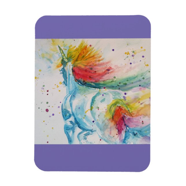 Rainbow My Horse is a Unicorn Watercolour Magnet (Vertical)