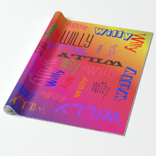 Rainbow Name Collage 🎁 Amazing Word Cloud Fun Fab Wrapping Paper