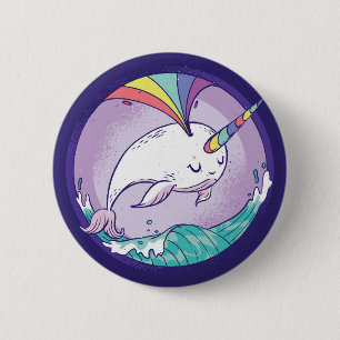 Rainbow Narwhal 2 Inch Round Button