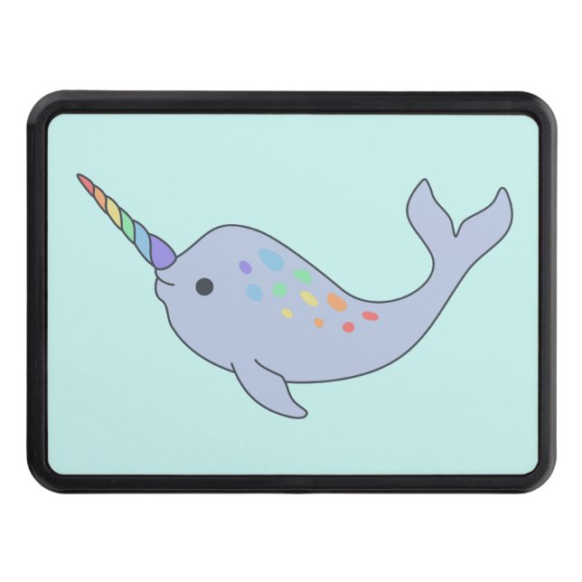 Rainbow Narwhal Hitch Cover (Front)
