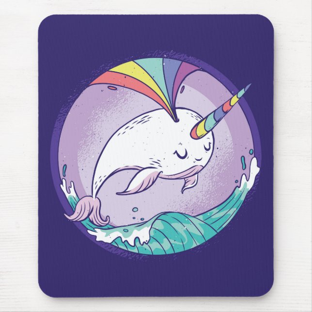 Rainbow Narwhal Mouse Pad (Front)