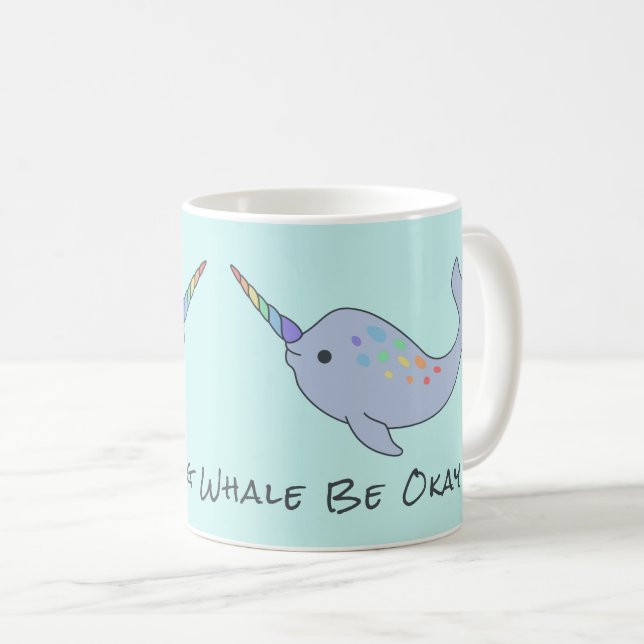 Rainbow Narwhal Mug (Front Right)