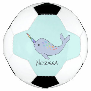Rainbow Narwhal Name Soccer Ball