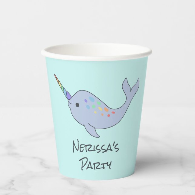 Rainbow Narwhal Paper Cups (Front)