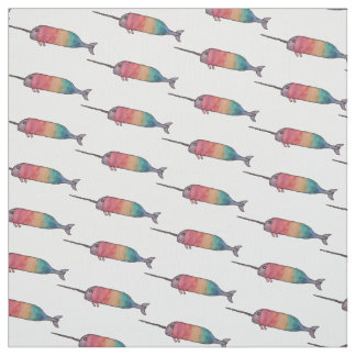 Rainbow Narwhal Pattern Fabric Print