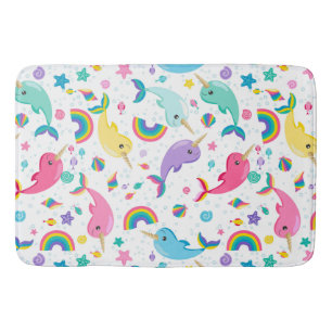 Rainbow Narwhal Under The Sea Girls Pretty Fish Bath Mat