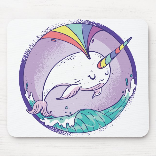 Rainbow Narwhale Mouse Pad (Front)