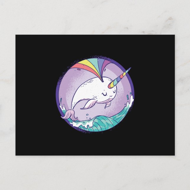 Rainbow Narwhale Postcard (Front)