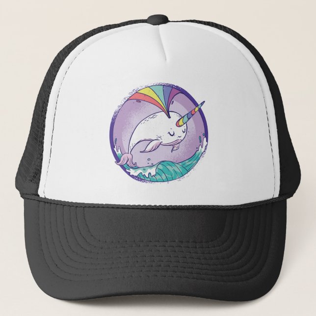 Rainbow Narwhale Trucker Hat (Front)