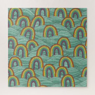 Rainbow Nature: Hand-Drawn Vintage Composition Jigsaw Puzzle