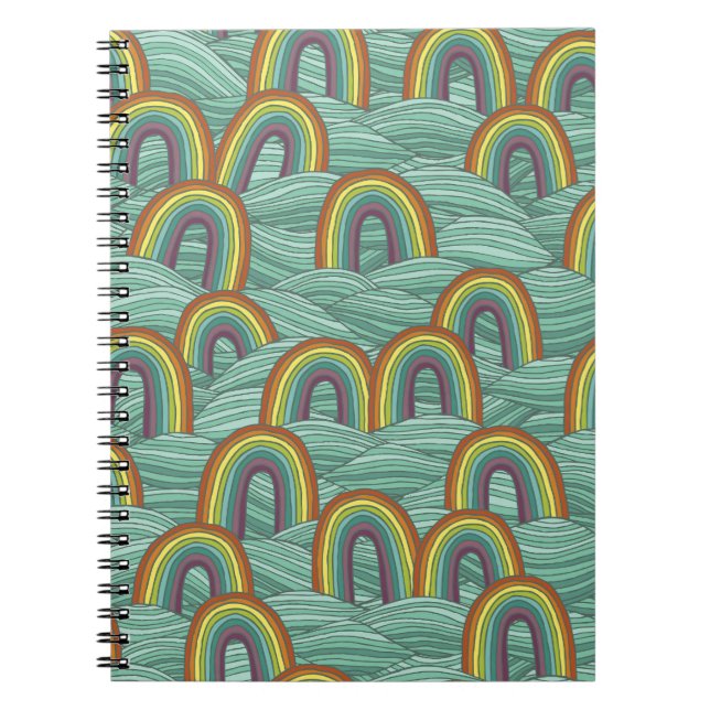 Rainbow Nature: Hand-Drawn Vintage Composition Notebook (Front)